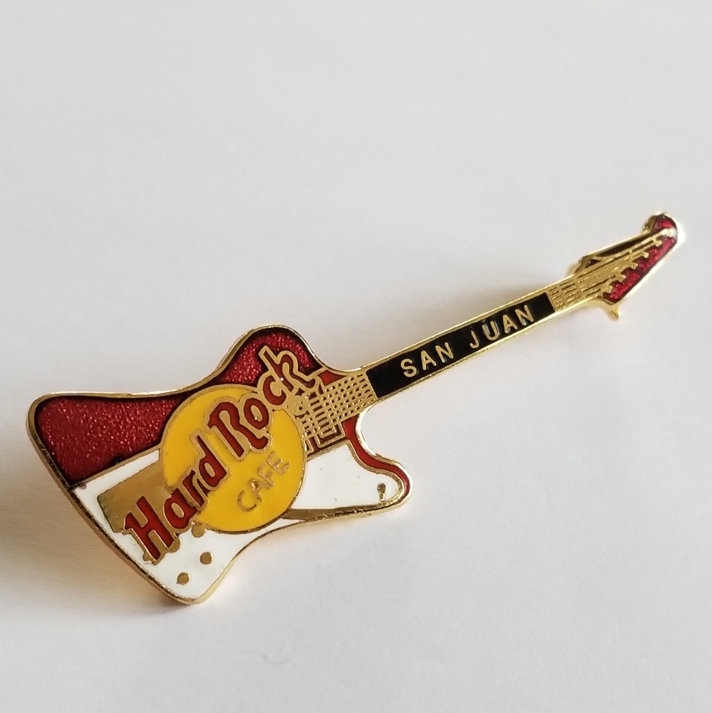Vintage Hard Rock Cafe pin red and white guitar San Juan brooch hrc